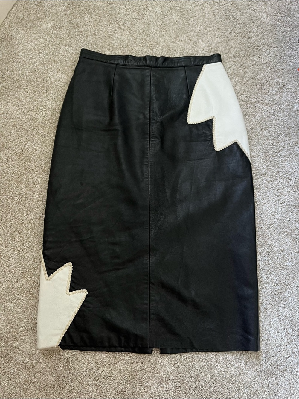 Vintage Valerio Star Leather Company Women’s Black Leather Skirt Size 8 USA Made